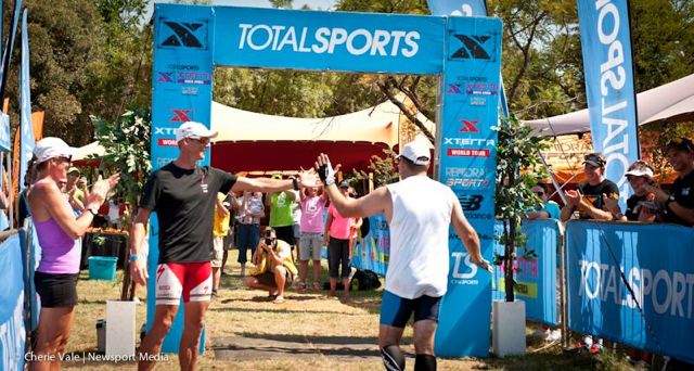 Conrad Stoltz Liezel Stoltz welcomes the last XTERRA finisher