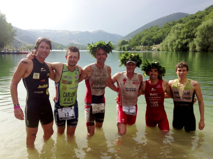 Conrad Stoltz Caveman XTERRA Italy Scanno Podium in lake nico lebrun jim thijs nico pfitzenmaier