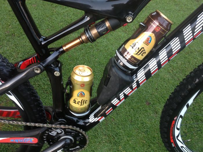 Conrad Stoltz Specialized Epic World Cup mini bar stocked with Leffe