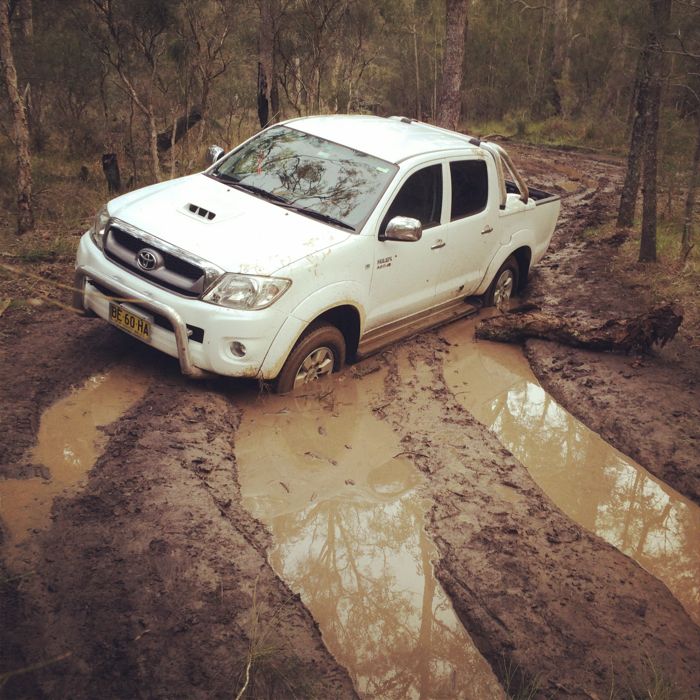 Conrad Stoltz Caveman XTERRA Asia Pacific Champs Australia Toyota Hilux stuck in mud