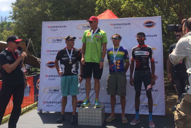 Conrad Stoltz Caveman,  podium brand Du Plessis William Mogopo DualX#1 Hakahana Specialized, Hoka, Suunto, ClifBar, Oakley, SuperSport Momentum Health OatWell DualX powered by PeptoPro Dual1 Hakahana 2015-6160