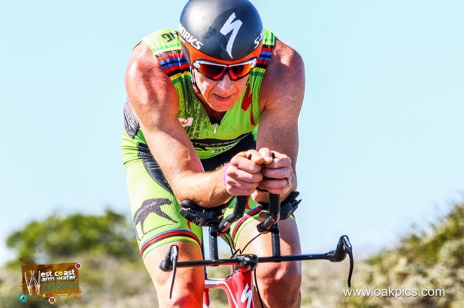 Conrad Stoltz Caveman Westcoast Warm Water Weekend Triathlon Specialized Shiv, Sworks McLaren TT helmet, Squirt lube, Suunto Ambit3, Oakley Jaw, LOOK pedals, Langebaan lagoon